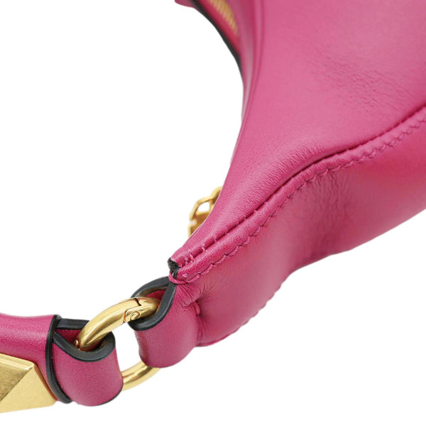 VALENTINO Garavani VLogo Stud Leather Hobo Bag Rose Pink