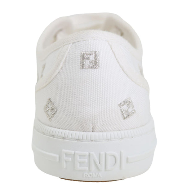 FENDI Domino FF Logo Canvas Sneakers White Size 7