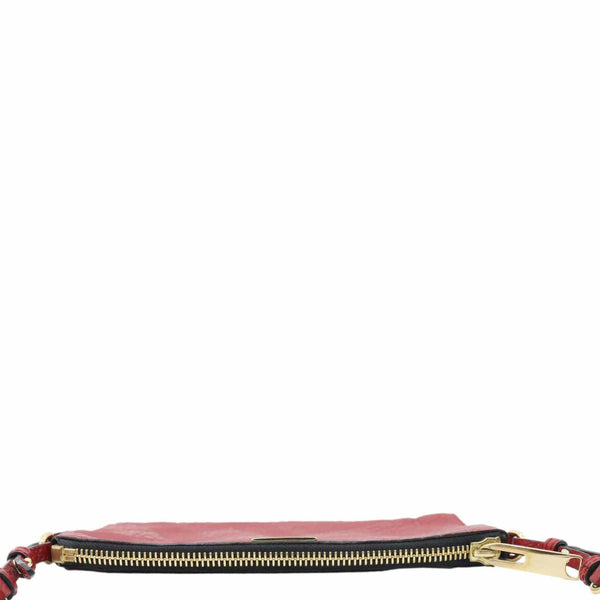 BURBERRY Peyton Grain Check Embossed Leather Clutch Crossbody Bag Red