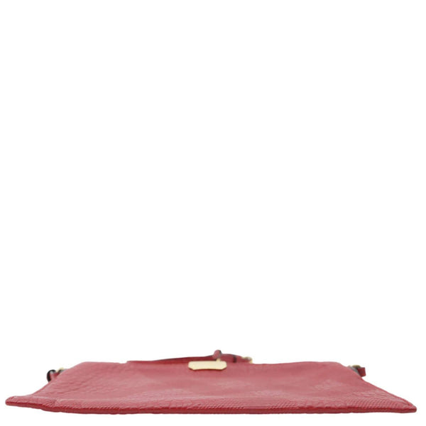 BURBERRY Peyton Grain Check Embossed Leather Clutch Crossbody Bag Red