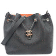 CHANEL CC Drawstring Medium Perforated Caviar Bucket Bag Black
