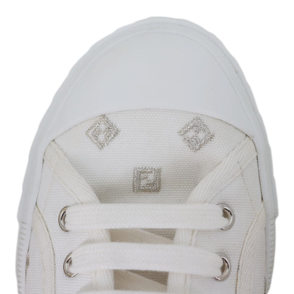FENDI Domino FF Logo Canvas Sneakers White Size 7