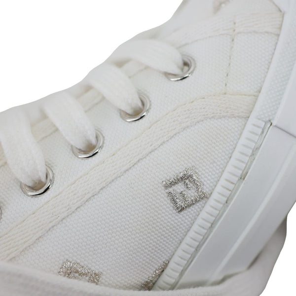 FENDI Domino FF Logo Canvas Sneakers White Size 7