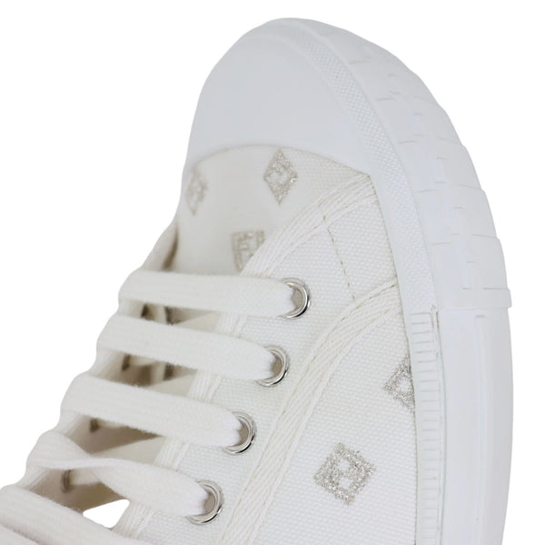 FENDI Domino FF Logo Canvas Sneakers White Size 7