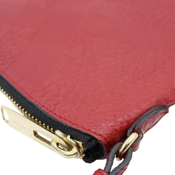 BURBERRY Peyton Grain Check Embossed Leather Clutch Crossbody Bag Red