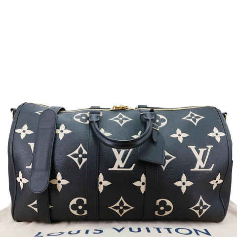 LOUIS VUITTON Keepall 45 Bandouliere Monogram Empreinte Leather Travel Bag Bicolor