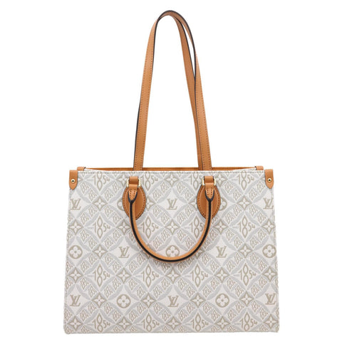 LOUIS VUITTON Since 1854 Onthego MM Jacquard Shoulder Bag Off White