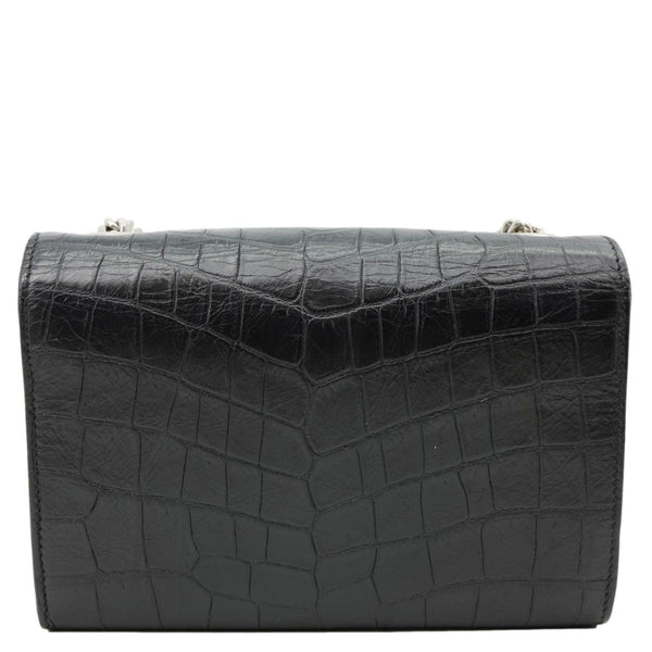 YVES SAINT LAURENT Kate Tassel Crocodile Embossed Leather Crossbody Bag Black