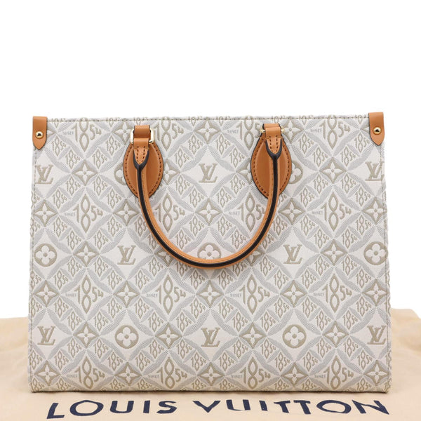 LOUIS VUITTON Since 1854 Onthego MM Jacquard Shoulder Bag Off White