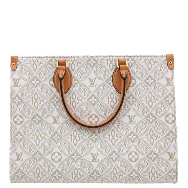 LOUIS VUITTON Since 1854 Onthego MM Jacquard Shoulder Bag Off White