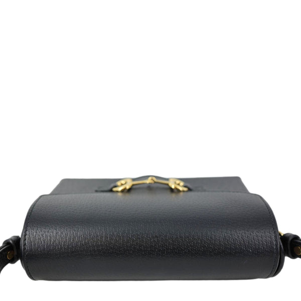 GUCCI Horsebit 1955 Flap Leather Shoulder Bag Black 732314
