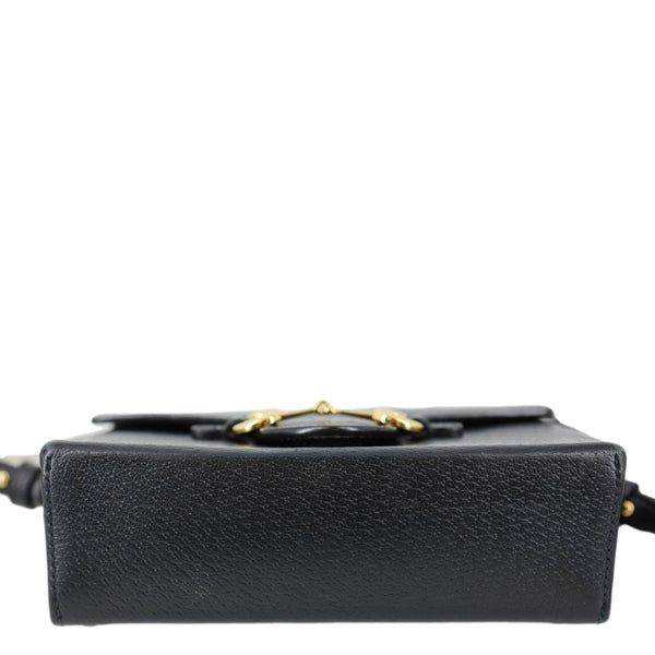 GUCCI Horsebit 1955 Flap Leather Shoulder Bag Black 732314