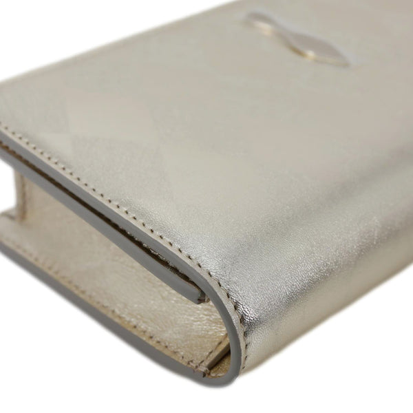 CHRISTIAN LOUBOUTIN Bettina Diamond Laminated Nappa Leather Chain Clutch Crossbody Bag Golden