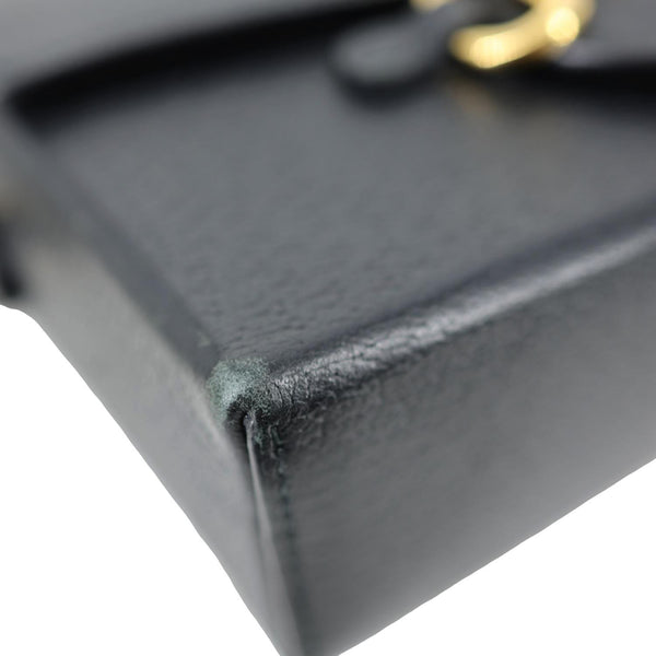 GUCCI Horsebit 1955 Flap Leather Shoulder Bag Black 732314