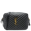 YVES SAINT LAURENT Lou Chevron Leather Camera Bag Black