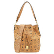 MCM Drawstring Visetos Canvas Bucket Bag Cognac