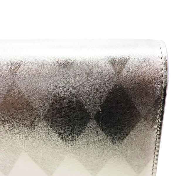 CHRISTIAN LOUBOUTIN Bettina Diamond Laminated Nappa Leather Chain Clutch Crossbody Bag Golden
