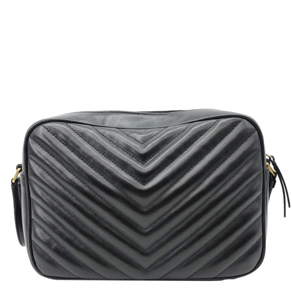 YVES SAINT LAURENT Lou Chevron Leather Camera Bag Black