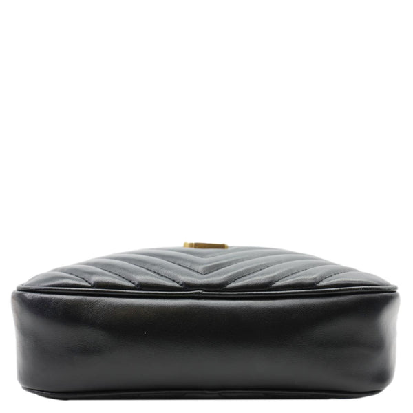 YVES SAINT LAURENT Lou Chevron Leather Camera Bag Black