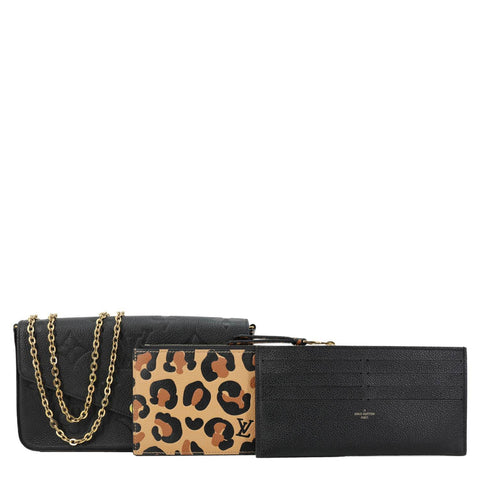 LOUIS VUITTON Felicie Monogram Empreinte Pochette Crossbody Bag Black