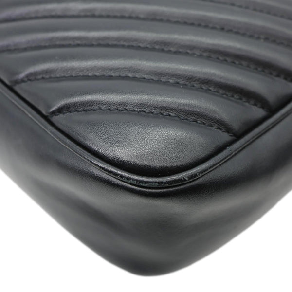 YVES SAINT LAURENT Lou Chevron Leather Camera Bag Black