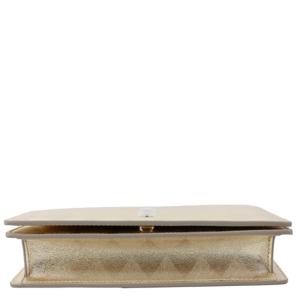 CHRISTIAN LOUBOUTIN Bettina Diamond Laminated Nappa Leather Chain Clutch Crossbody Bag Golden