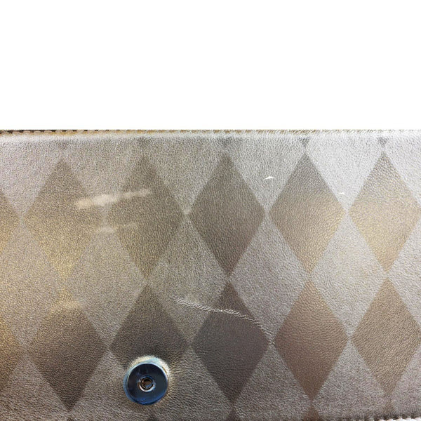 CHRISTIAN LOUBOUTIN Bettina Diamond Laminated Nappa Leather Chain Clutch Crossbody Bag Golden