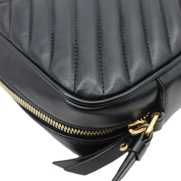 YVES SAINT LAURENT Lou Chevron Leather Camera Bag Black