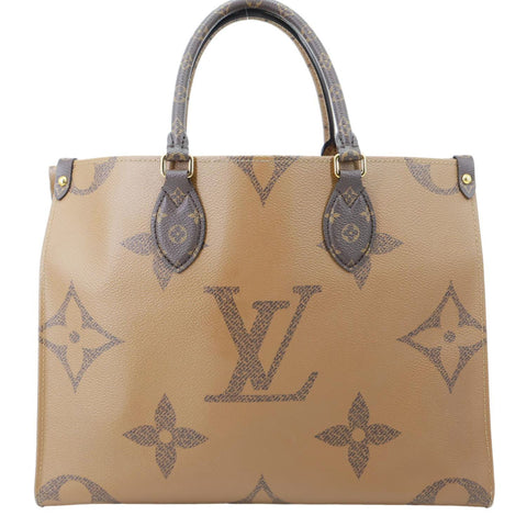LOUIS VUITTON Onthego MM Reverse Monogram Giant Canvas Tote Bag Brown