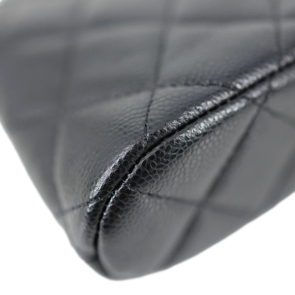 CHANEL Dome Quilted Caviar Leather Zip Clutch With Chain Black