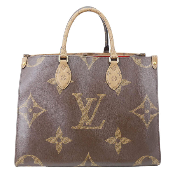 LOUIS VUITTON Onthego MM Reverse Monogram Giant Canvas Tote Bag Brown