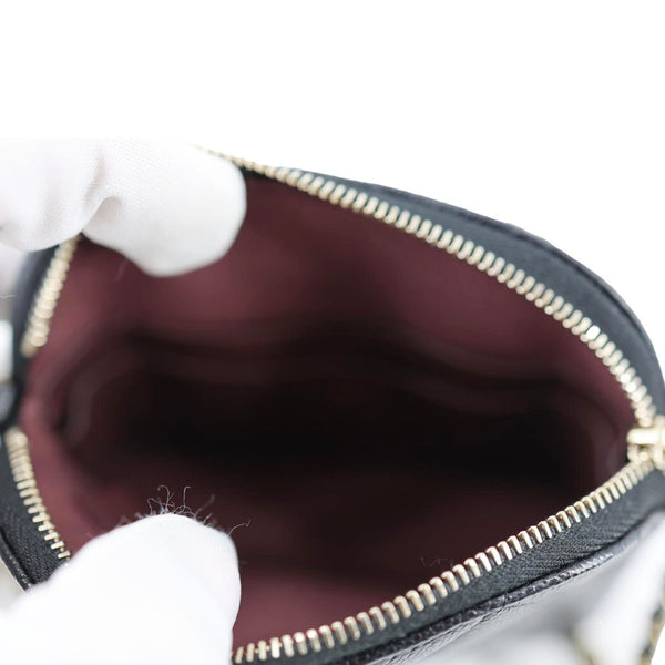 CHANEL Dome Quilted Caviar Leather Zip Clutch With Chain Black