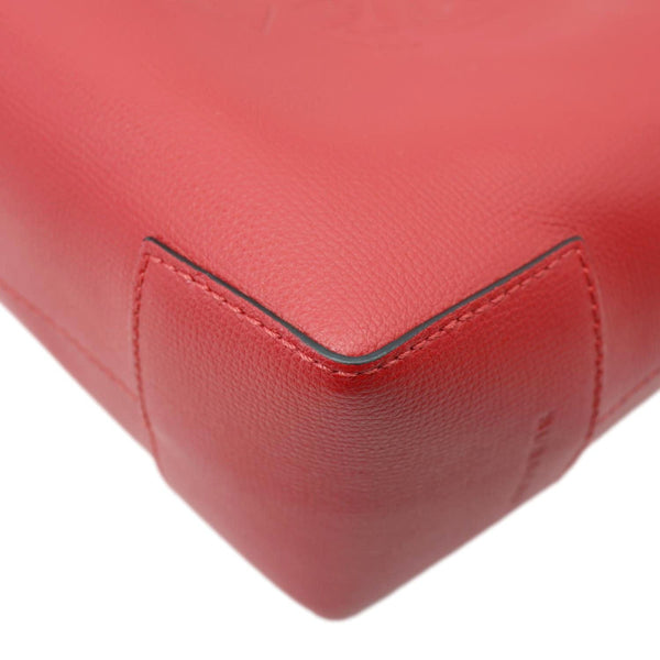 BURBERRY Crest Small Calfskin Leather Tote Bag Red