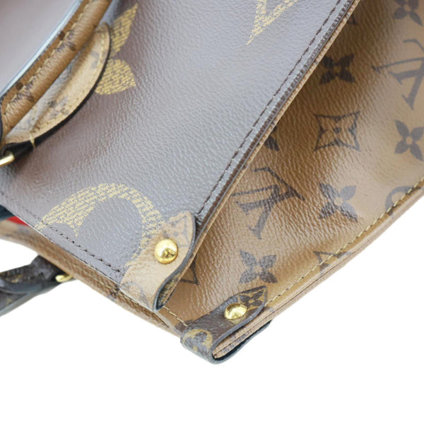 LOUIS VUITTON Onthego MM Reverse Monogram Giant Canvas Tote Bag Brown