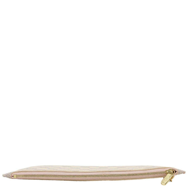 LOUIS VUITTON Neverfull Pochette Damier Azur Wristlet Rose Ballerine