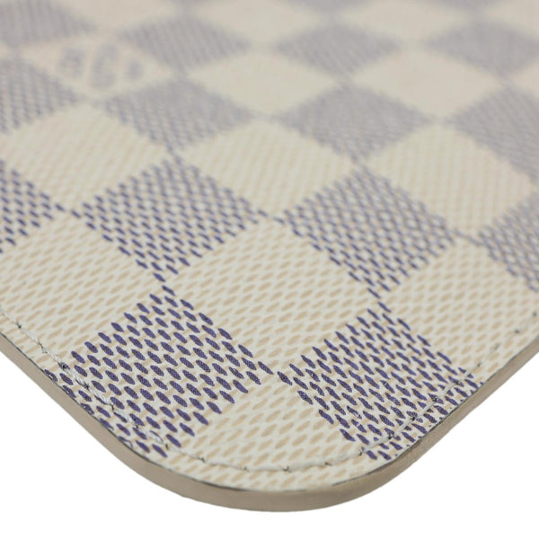 LOUIS VUITTON Neverfull Pochette Damier Azur Wristlet Rose Ballerine