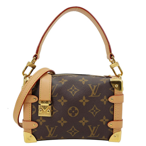 LOUIS VUITTON Side Trunk PM Monogram Canvas Tote Shoulder Bag Brown