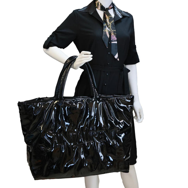 YVES SAINT LAURENT Maxi Patent Leather Tote Bag Black
