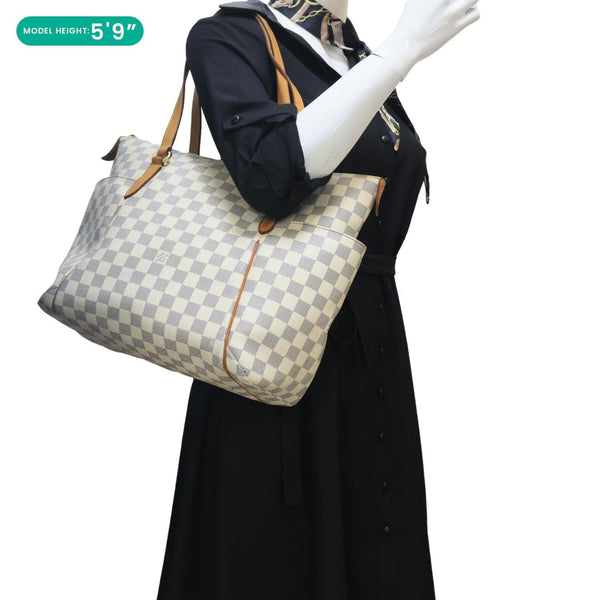 LOUIS VUITTON Totally MM Damier Azur Shoulder Bag White