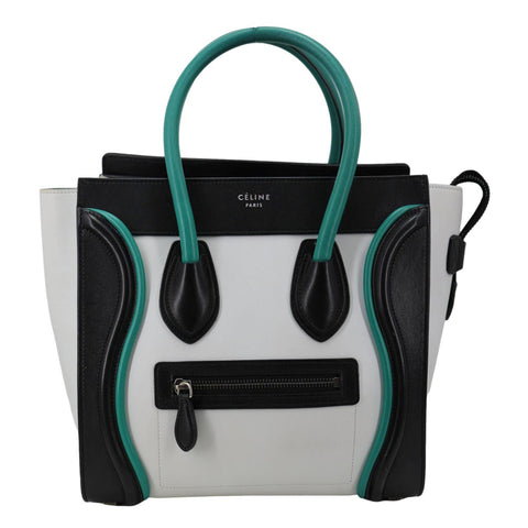 CELINE Micro Luggage Calfskin Leather Tote Bag Tri-Color