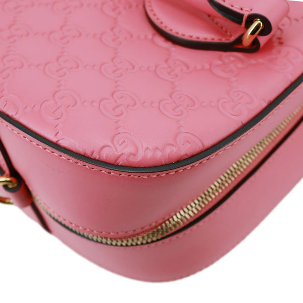 GUCCI GG Signature Leather Boston Bag Pink 428225