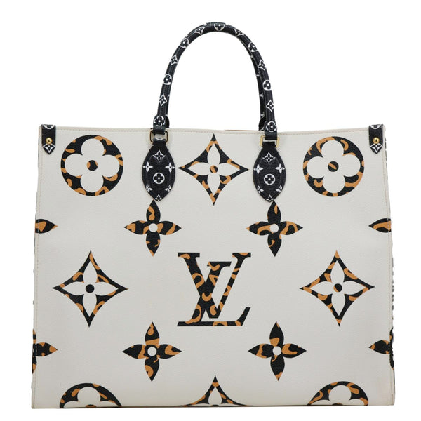 LOUIS VUITTON Onthego Jungle GM Giant Monogram Canvas Tote Bag White