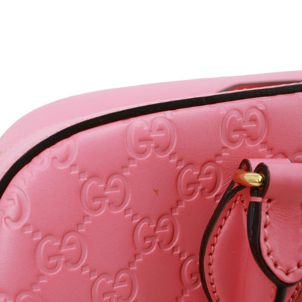 GUCCI GG Signature Leather Boston Bag Pink 428225