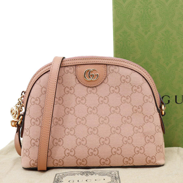 GUCCI Ophidia Dome Small GG Canvas Shoulder Bag Pink 499621
