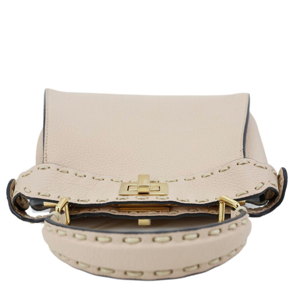 FENDI Peekaboo Selleria Mini Cuoio Romano Leather Satchel Bag Beige