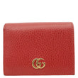 GUCCI GG Marmont Pebbled Leather Wallet Red