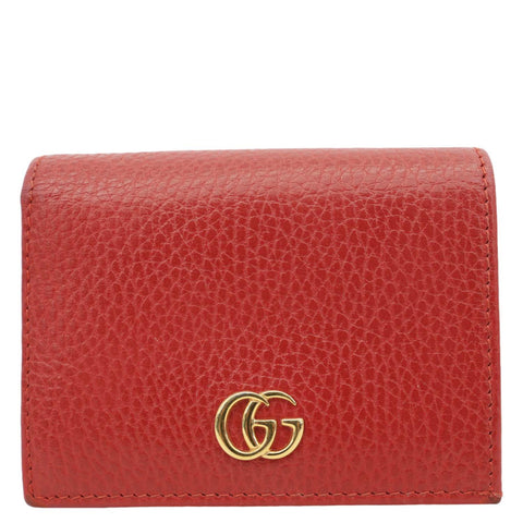 GUCCI GG Marmont Pebbled Leather Wallet Red