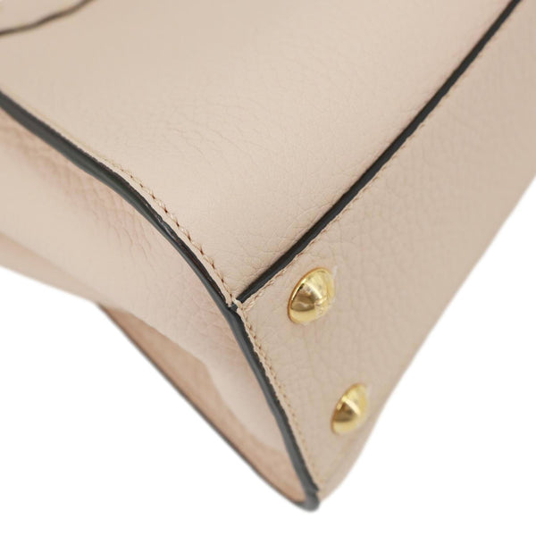 FENDI Peekaboo Selleria Mini Cuoio Romano Leather Satchel Bag Beige