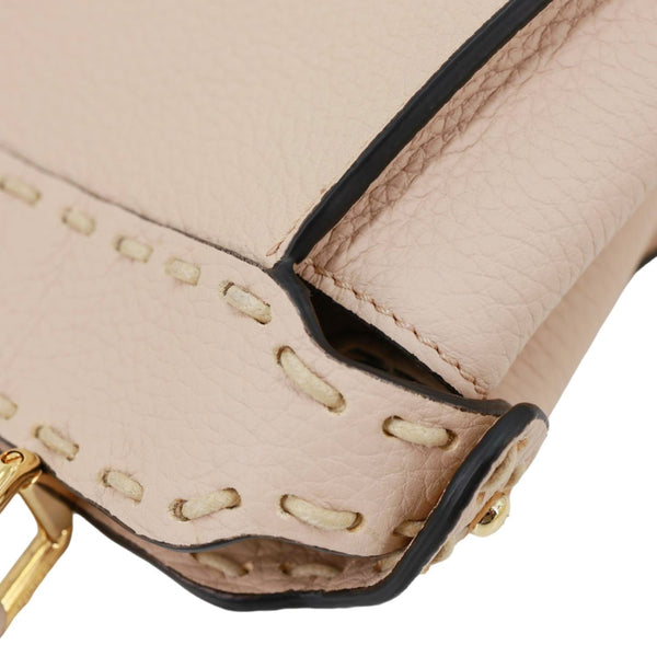 FENDI Peekaboo Selleria Mini Cuoio Romano Leather Satchel Bag Beige