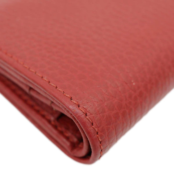 GUCCI GG Marmont Pebbled Leather Wallet Red